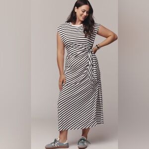 Anthropologie Tiebreaker Muscle Sleeve Midi Dress, sz XL